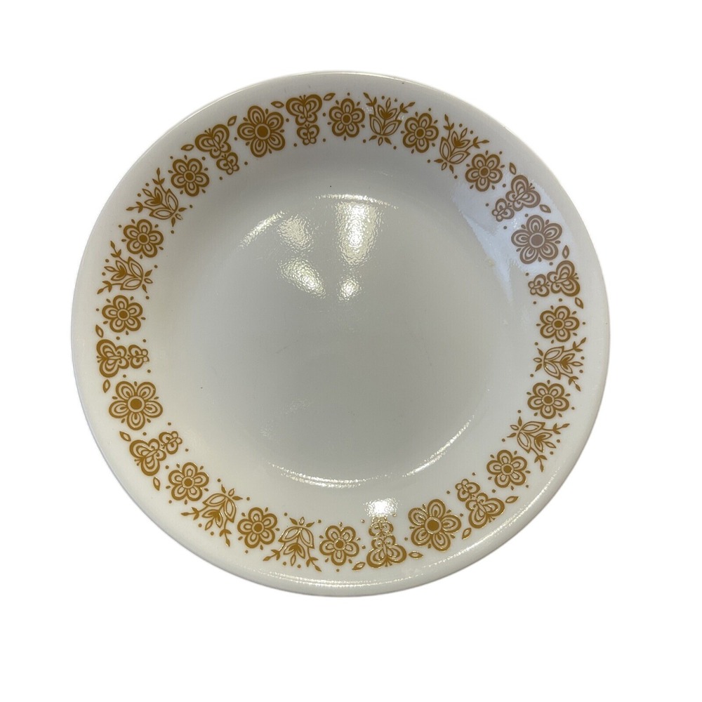 Corelle Corning Ware Golden Small Saucer Bread Plate Vintage Floral Pattern